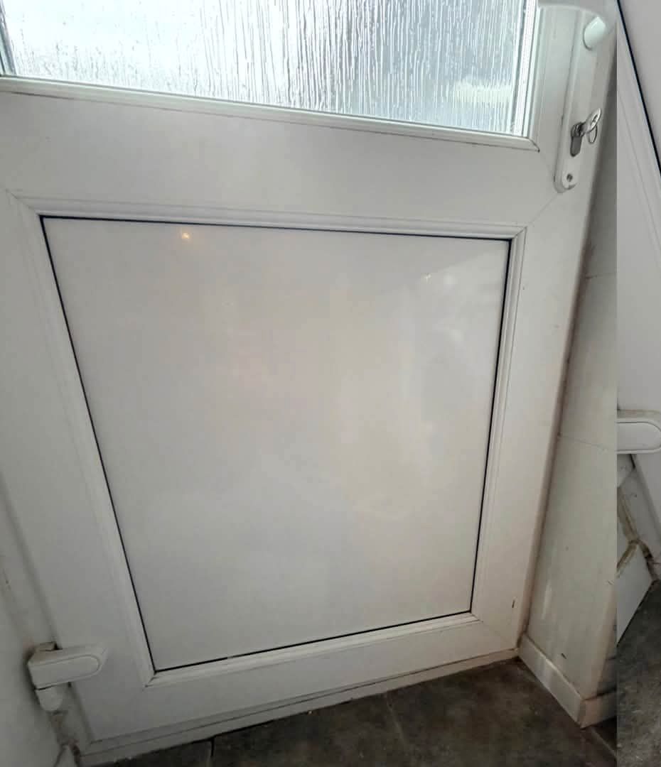 White uPVC door panel with no pet flap